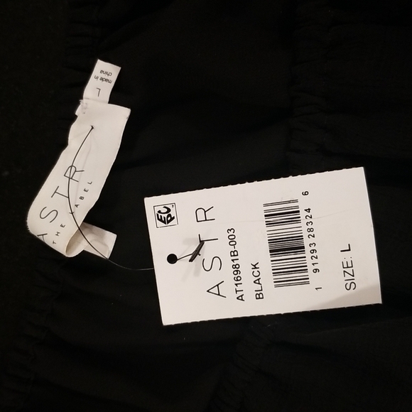 💕ASTR THE LABEL💕 Tie Waist Balloon Sleeve Top ~ Black Large L NWT - Picture 9 of 10